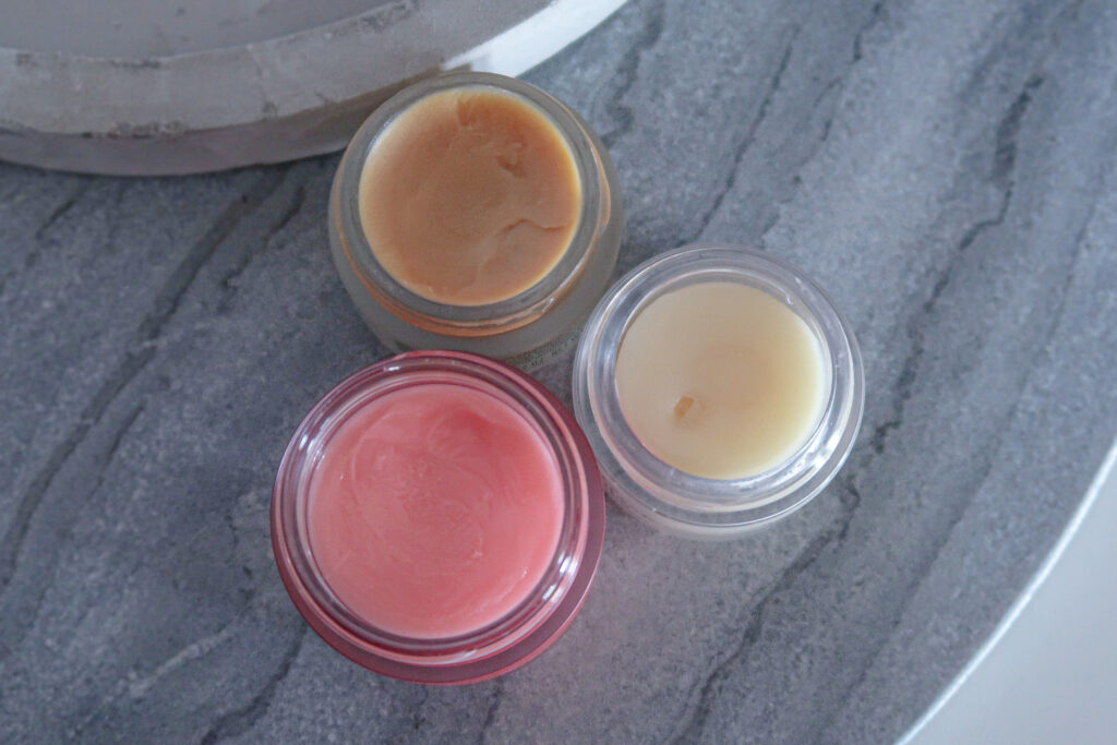 Nuxe, Laneige and Kiehls potted lip balms